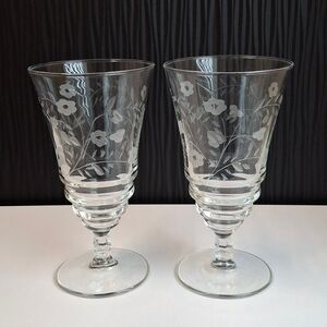 Vtg Libbey Rock Sharpe Halifax Wine/Water Glasses Set Of 2